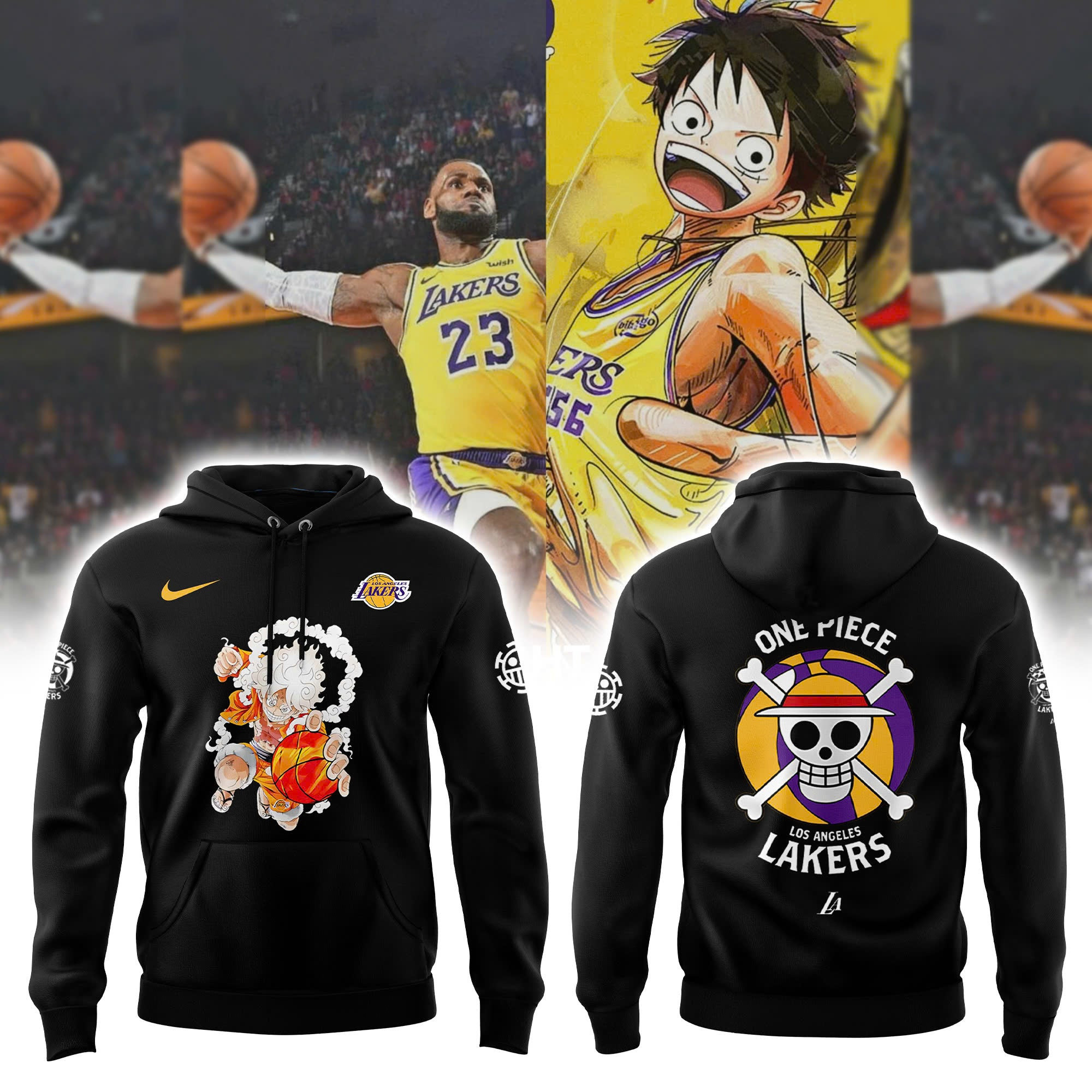 Los Angeles Lakers One Piece Luffy Gear 5 Hoodie Gift For Basketball Lovers