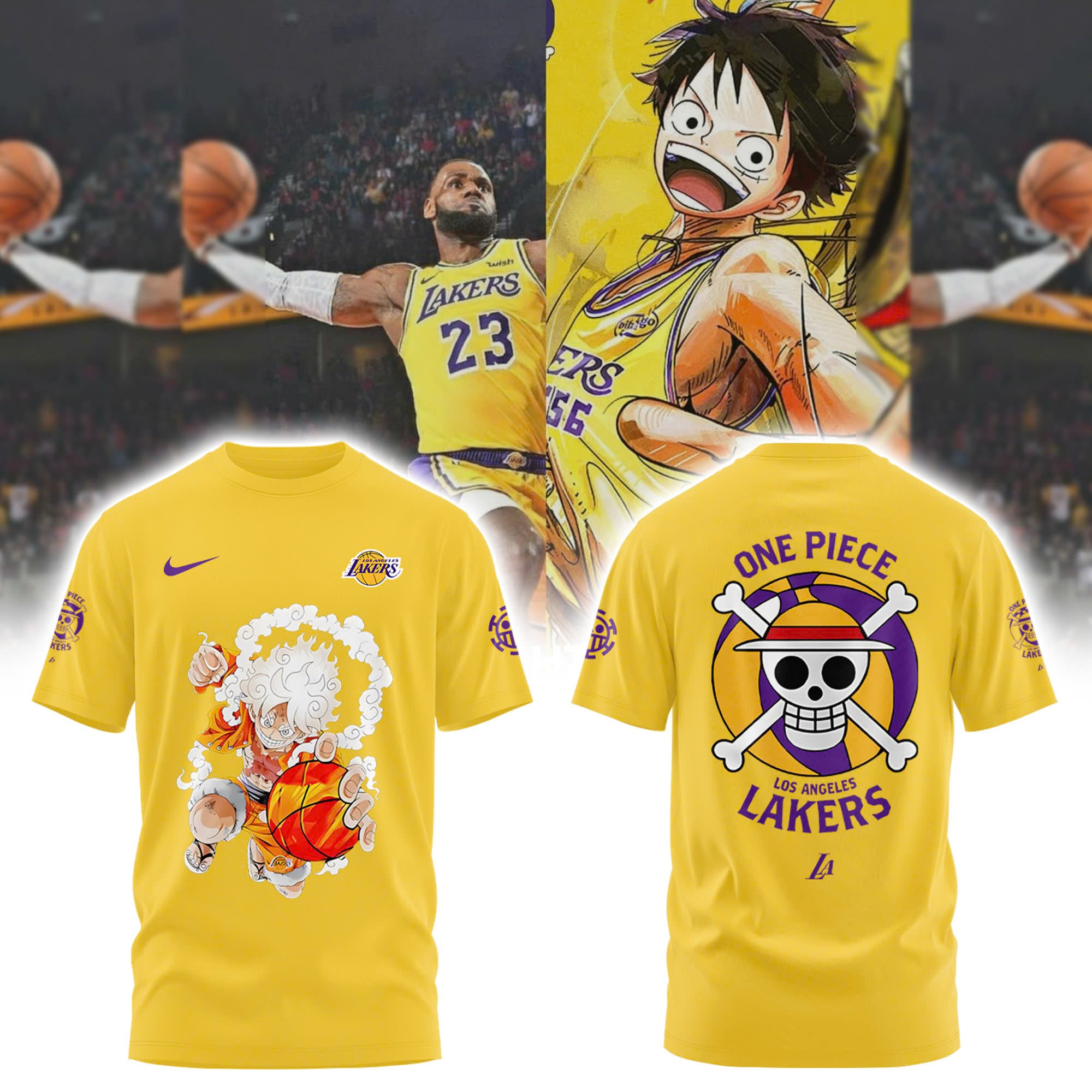 Los Angeles Lakers One Piece Luffy Gear 5 T-Shirt Gift For Basketball Lover