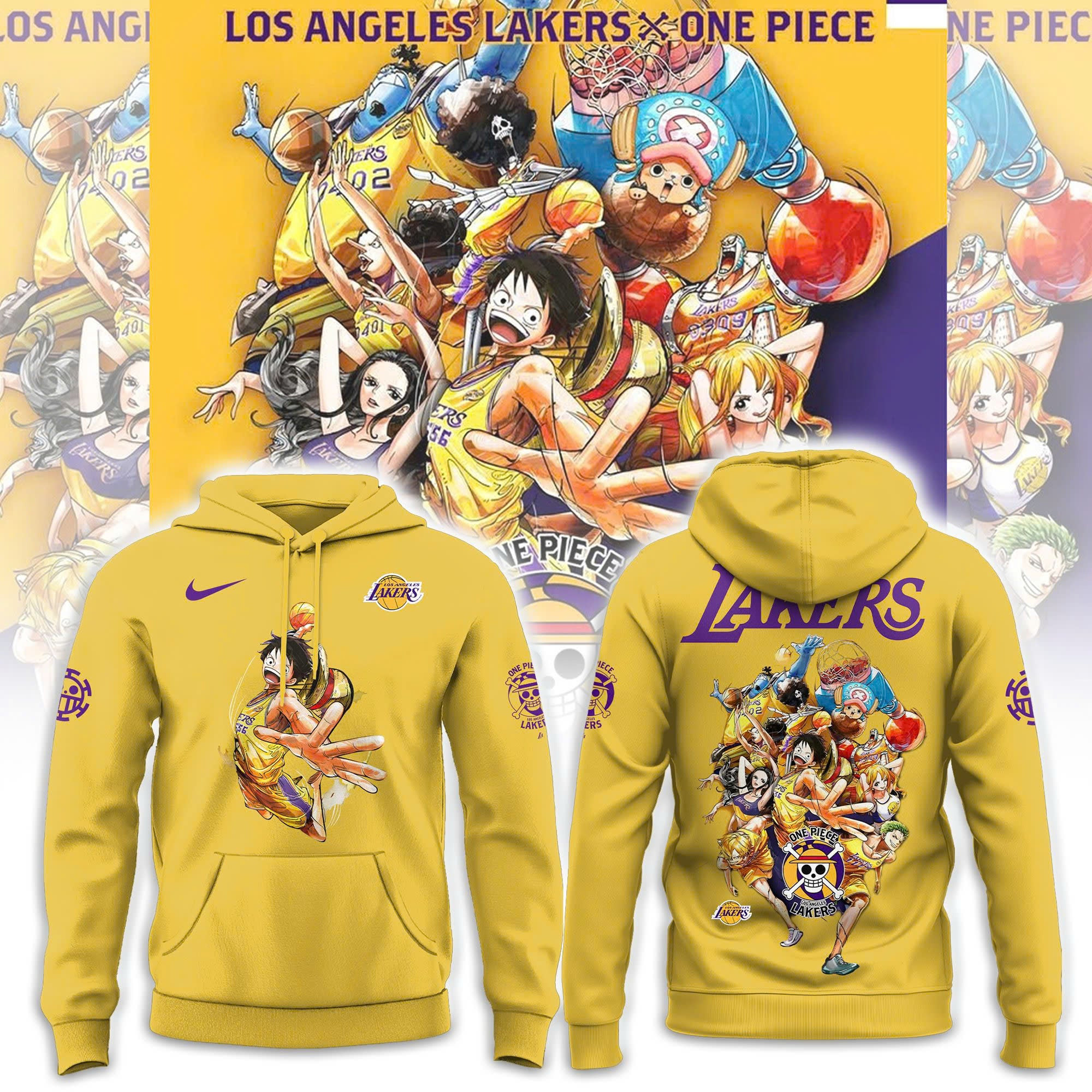 Los Angeles Lakers One Piece Monkey D Luffy Hoodie Present For Basketball Lover