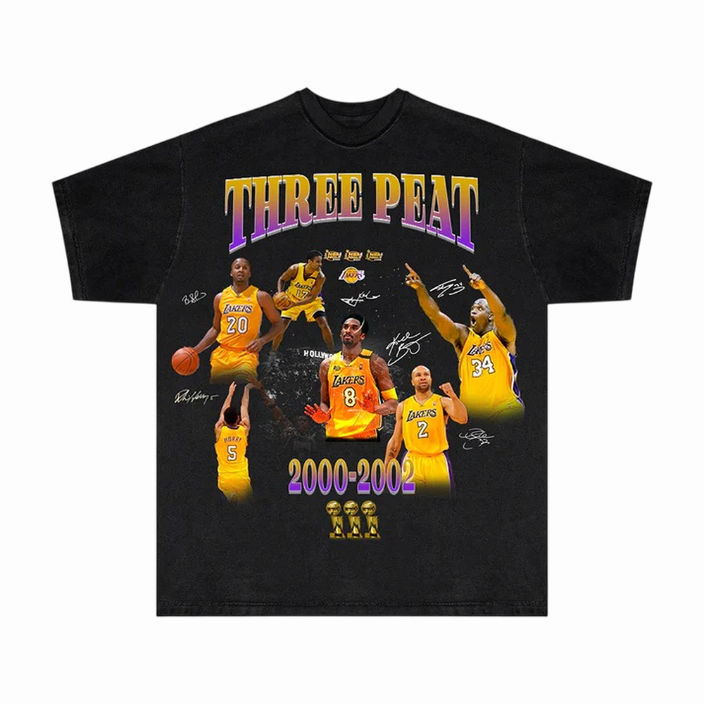 Los Angeles Lakers Three Peat T-Shirt 2026 NBA Playoffs Clothes Los Angeles Lakers Gear
