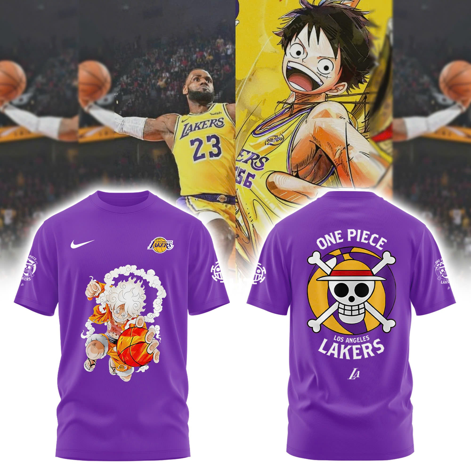 Los Angeles Lakers X One Piece Luffy Gear 5 T-Shirt Present For Basketball Lover
