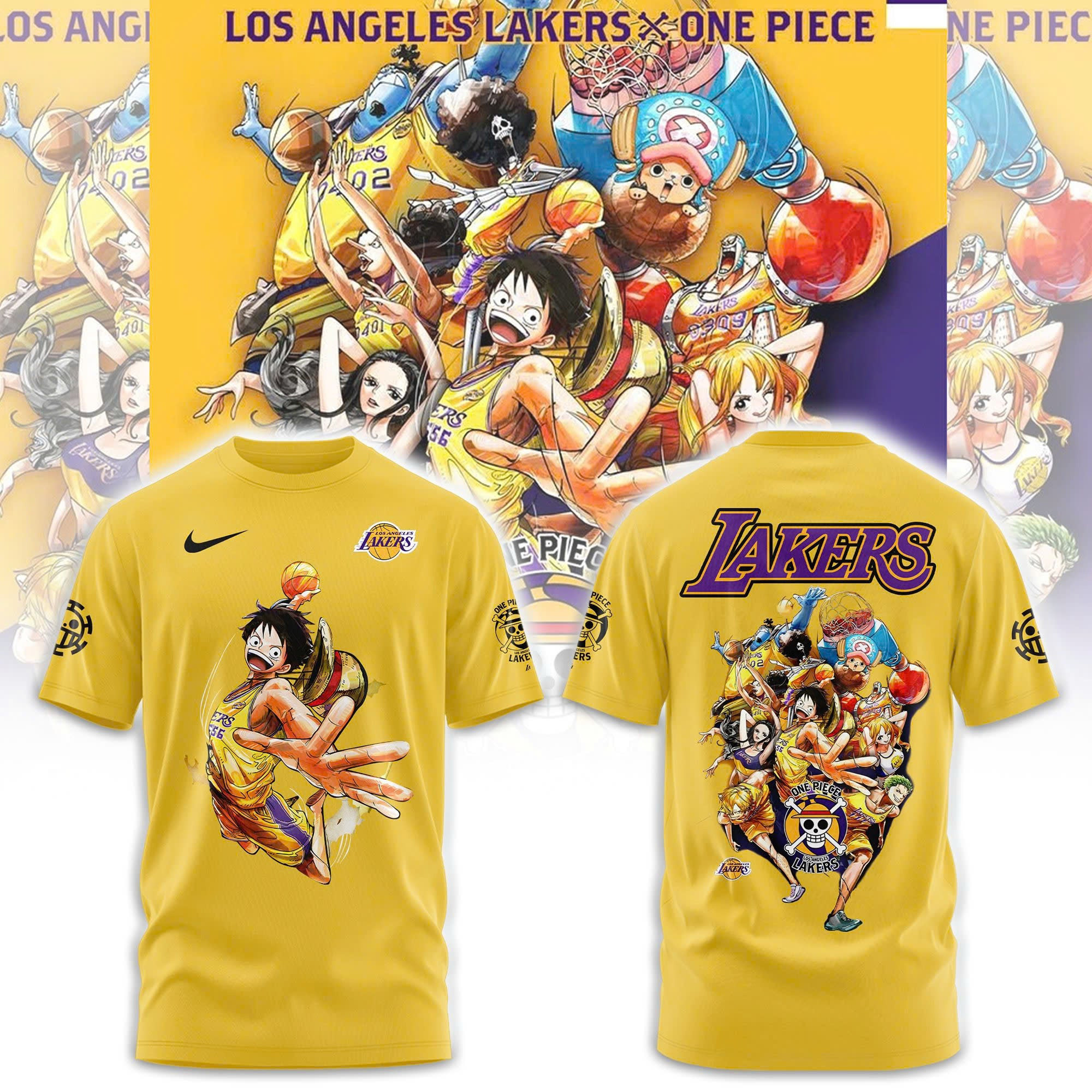 Los Angeles Lakers X One Piece Monkey D Luffy T-Shirt Present For Basketball Lover