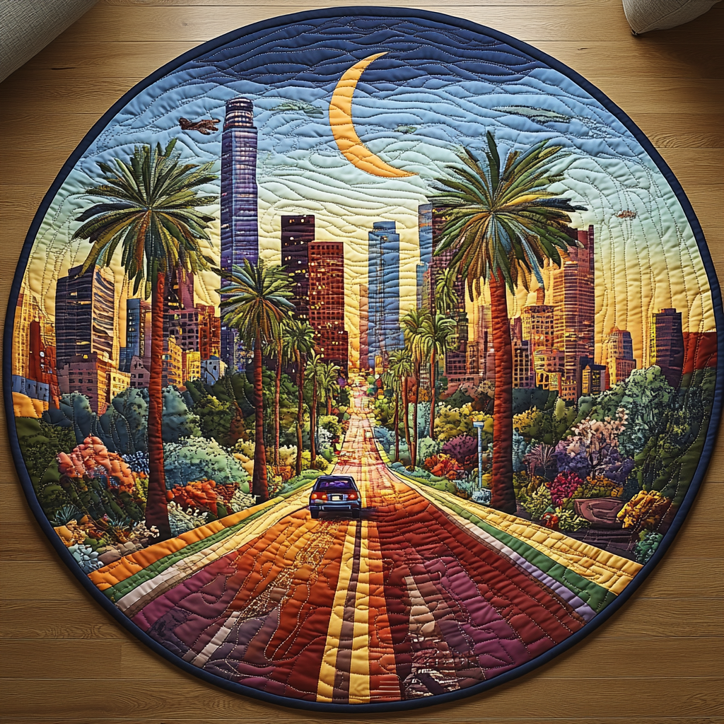 Los Angeles Nights Quilted Round Mat Entryway Ideas Christmas Gifts Ideas For Daughter In Law