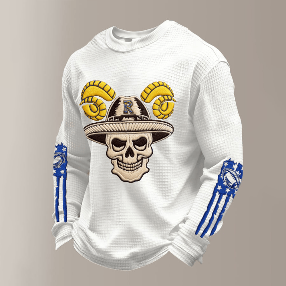 Los Angeles Rams Apparel Football Long Sleeve Shirt Skeleton Art Football Merch Fan Gear
