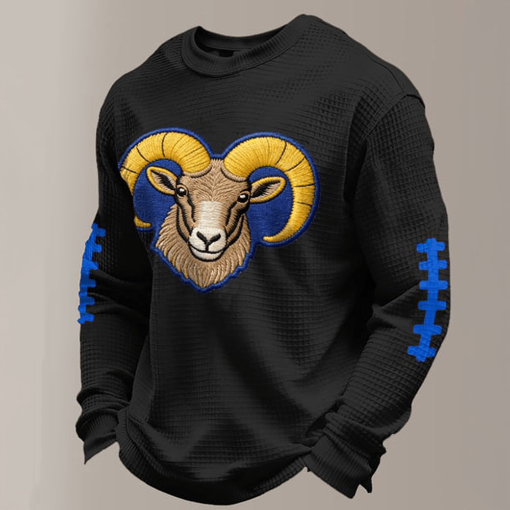 Los Angeles Rams Football Long Sleeve Shirt Ram Horn Logo Los Angeles Rams Clothing Line