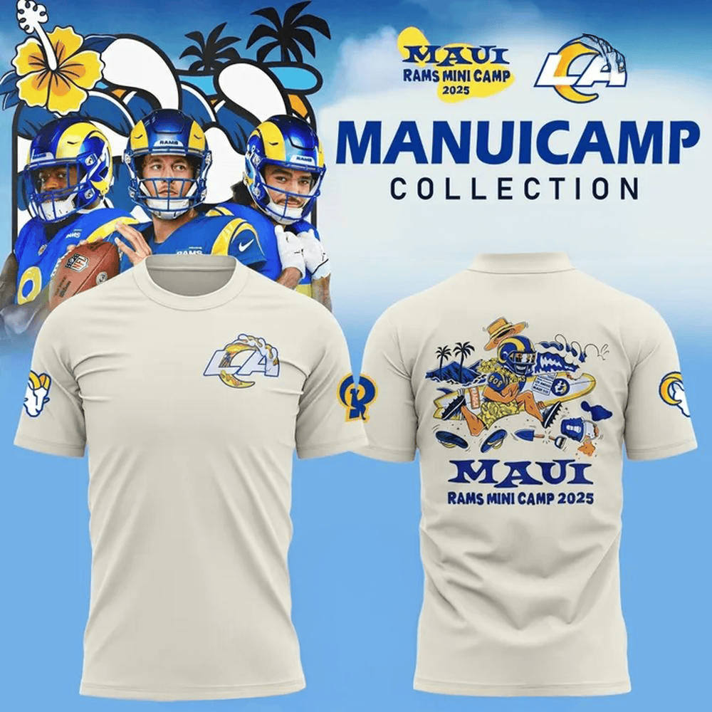 Los Angeles Rams Mauicamp Collection 2025 Special Cream T-Shirt Presents For Football Fans