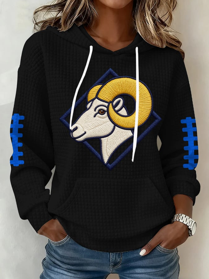 Los Angeles Rams Super Bowl Waffle Hoodie LA Football Game Day Clothes Rams Merch Fans Gifts Los Angeles Rams Super Bowl Waffle Hoodie LA Football Game Day Clothes Rams Merch Fans Gifts
