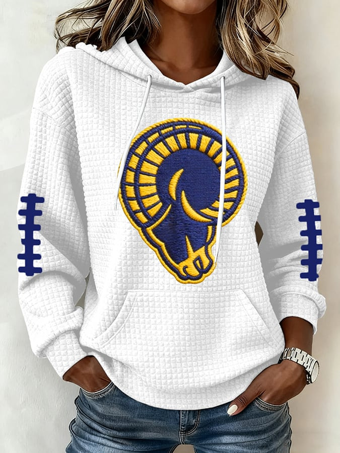 Los Angeles Rams Waffle Hoodie Los Angeles Football Pride Hoodie Game Day Apparel Rams Merch