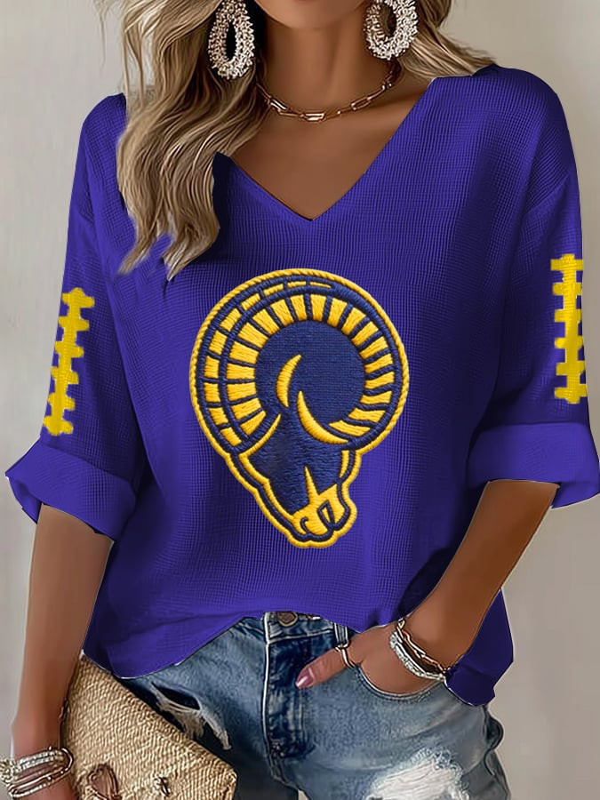 Los Angeles Rams Waffle Long Sleeve T-Shirt Los Angeles Football Pride Shirt Game Day Apparel