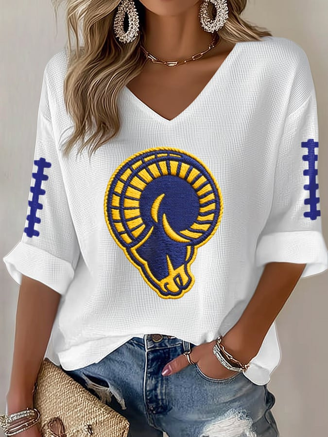 Los Angeles Rams Waffle Long Sleeve T-Shirt Los Angeles Football Pride Shirt Game Day Apparel