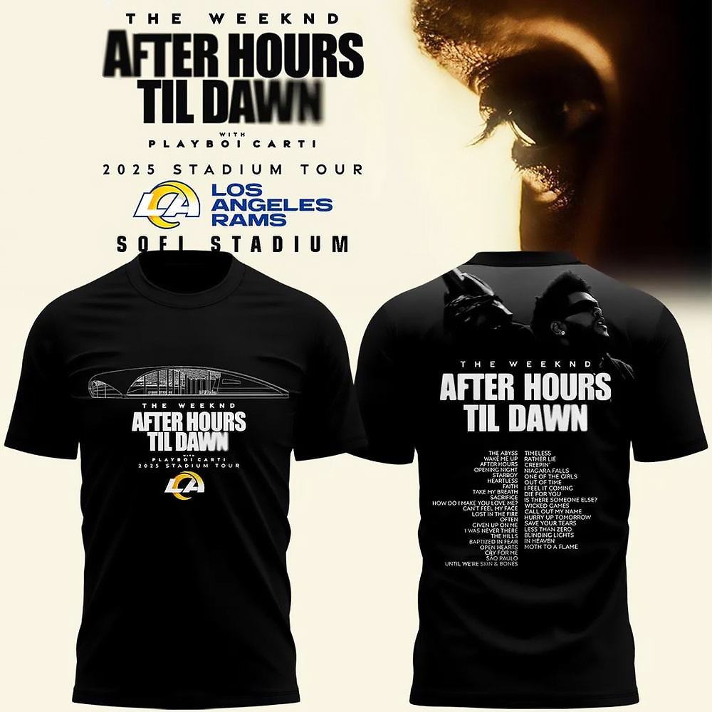 Los Angeles Rams x The Weeknd After Hours Til Dawn Tour Black T-Shirt Best Gift For Fans