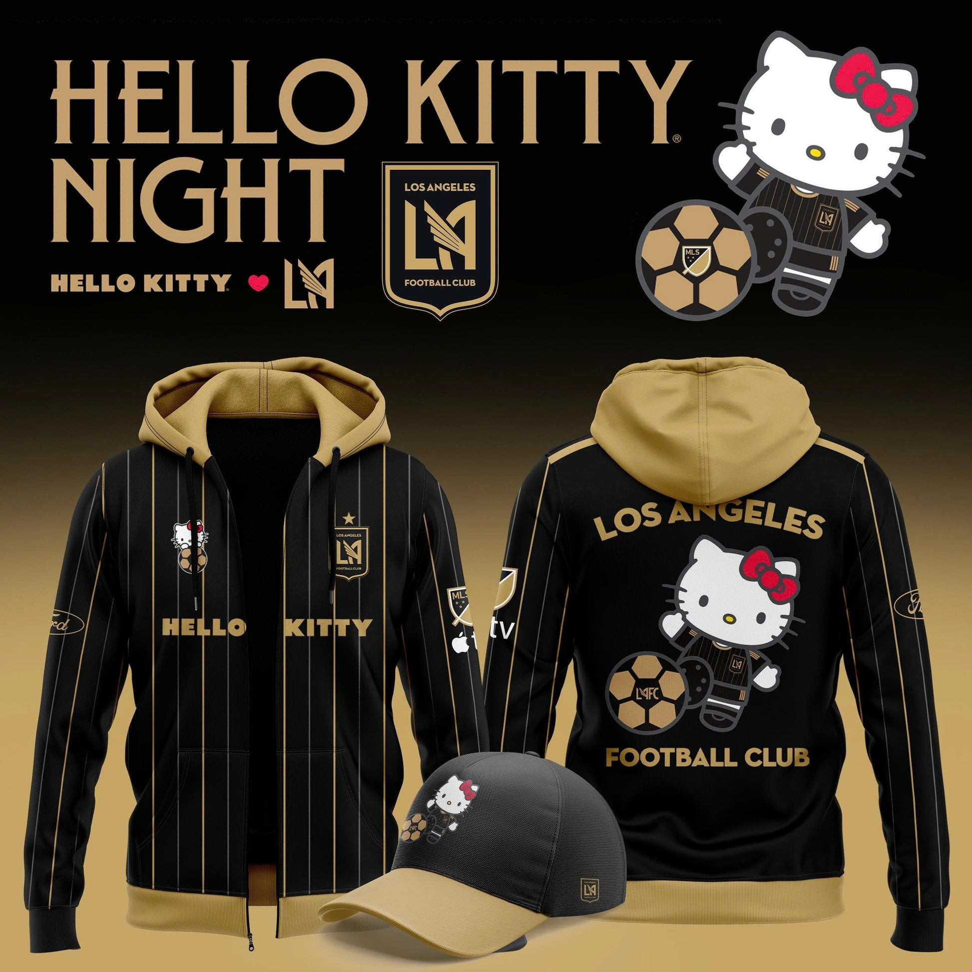 Los Angeles x Hello Kitty Night Zip Hoodie 2025 Gifts For Football Club Enthusiasts