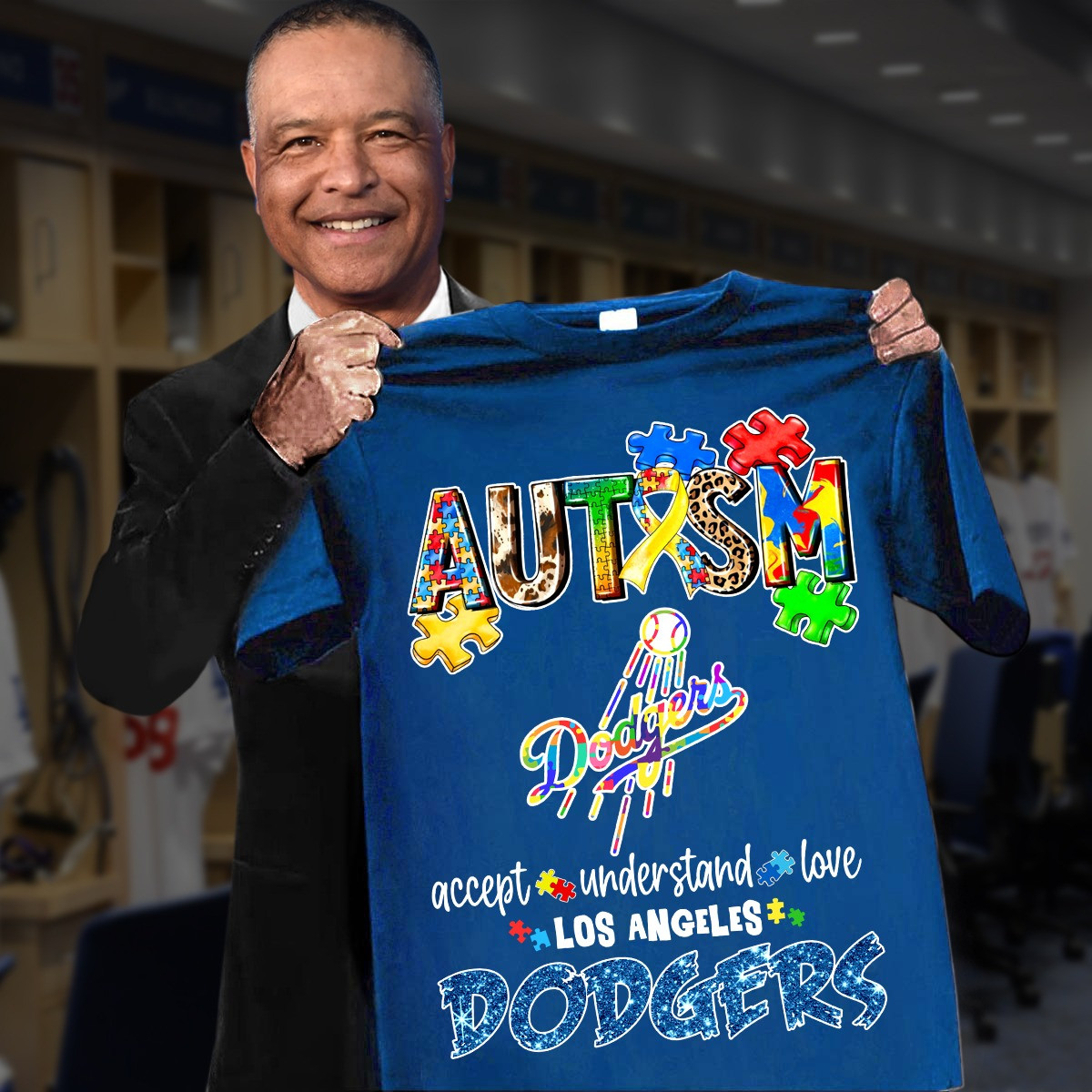Los Angles Dodgers Autism Awareness T-Shirt Accept Understand Gifts For Baseball Fans
