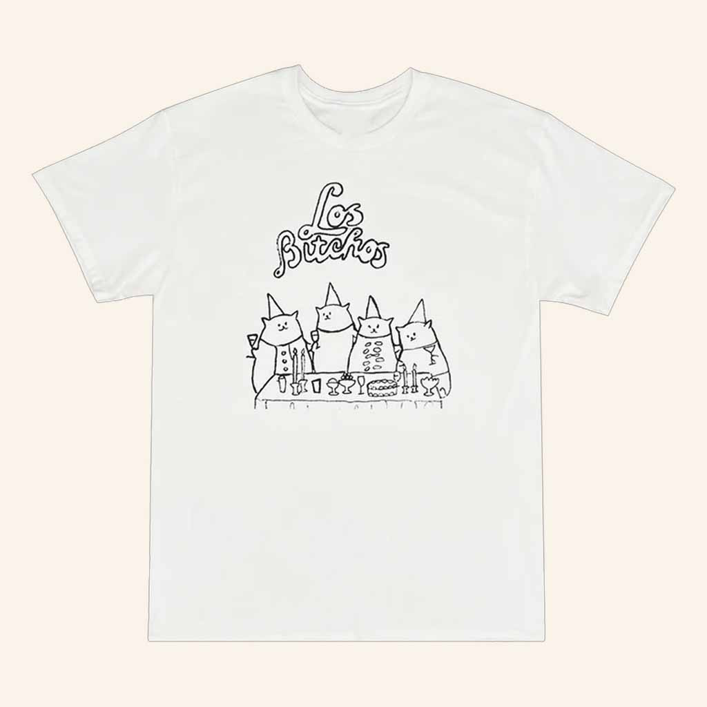 Los Bitchos Merch Cat Party White T-Shirt Cute Christmas Gifts For Girlfriend Los Bitchos Merch Cat Party White T-Shirt Cute Christmas Gifts For Girlfriend