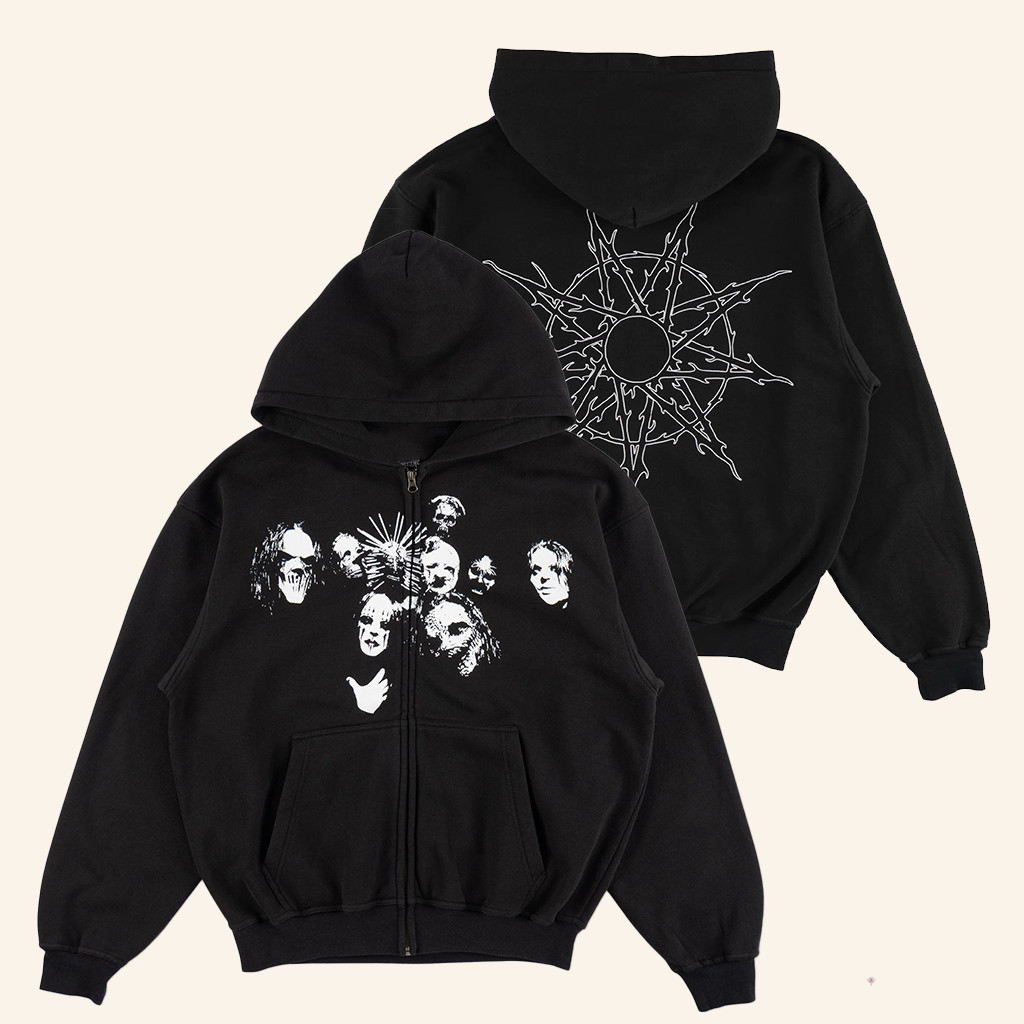 Lost Art Merch Welcome X Slipknot Nonagram Zip Hoodie Gifts For Brothers