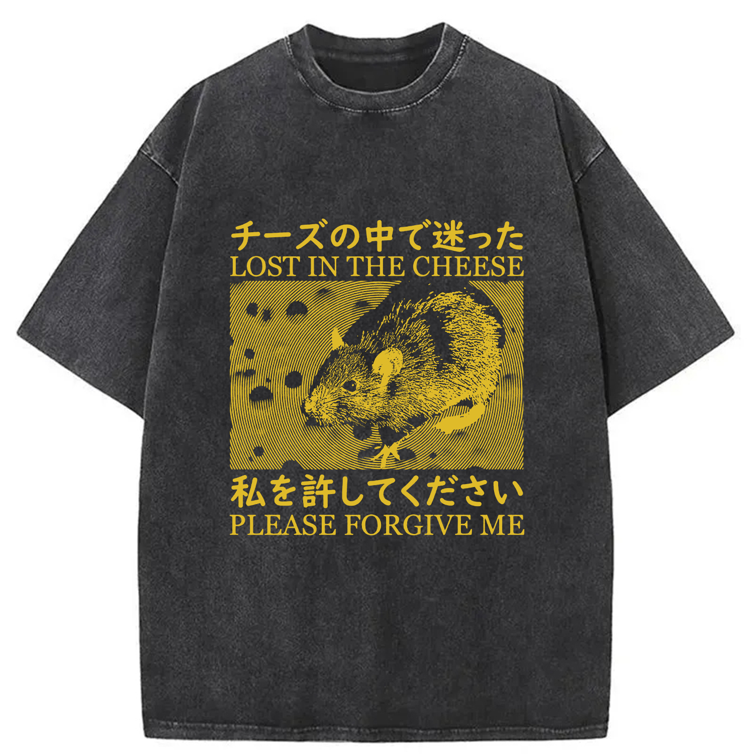 Lost in the Cheese Please Forgive Me Washed T-Shirt Retro Streetwear Graphic Top Gifts For Him