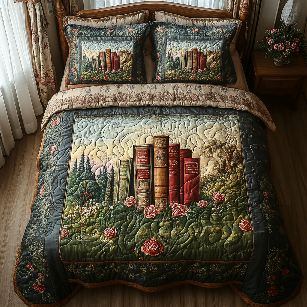 Lost Treasure Quilted Bedding Set Bed Decorations Birthday Presents For Book Lovers