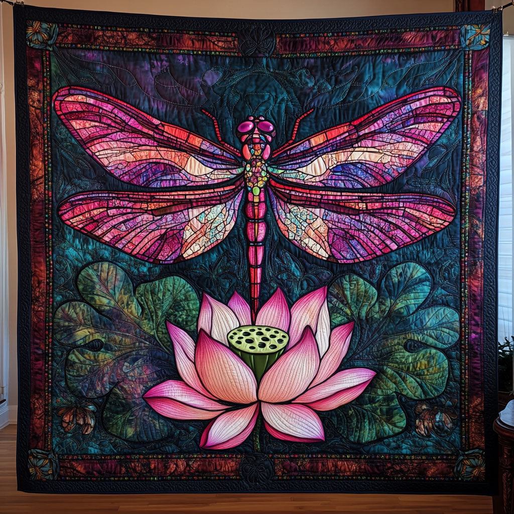 Lotus Ascension Quilt Blanket Dragonfly Throws Birthday Gifts For Dragonfly Lovers