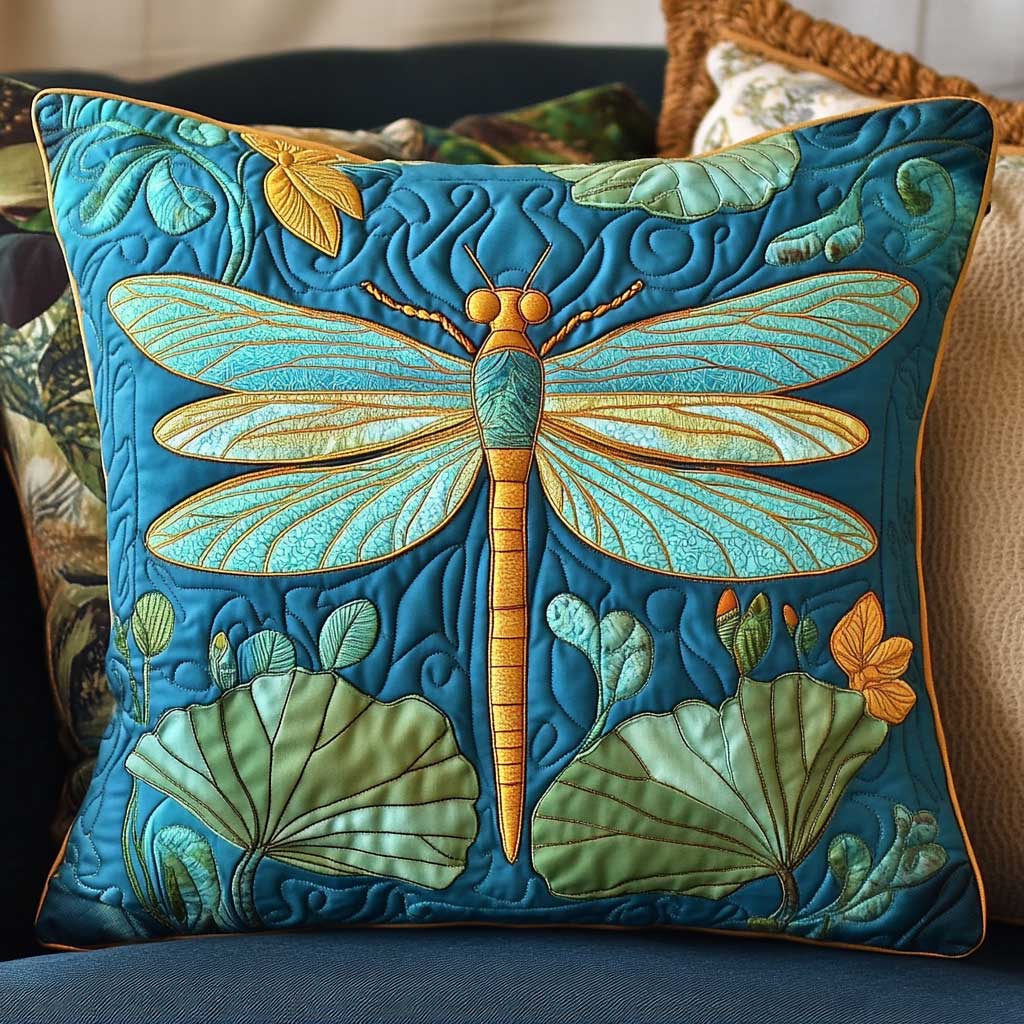Lotus Dragonfly Quilt Pillow Case Thoughtful Pillowcase Gift for Housewarming
