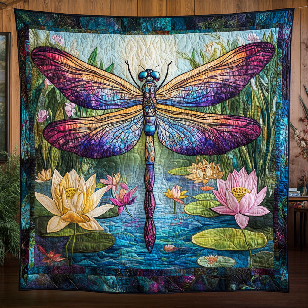 Lotus Dragonfly Quilt Thoughtful Holiday Gift Featuring Quilt Blanket