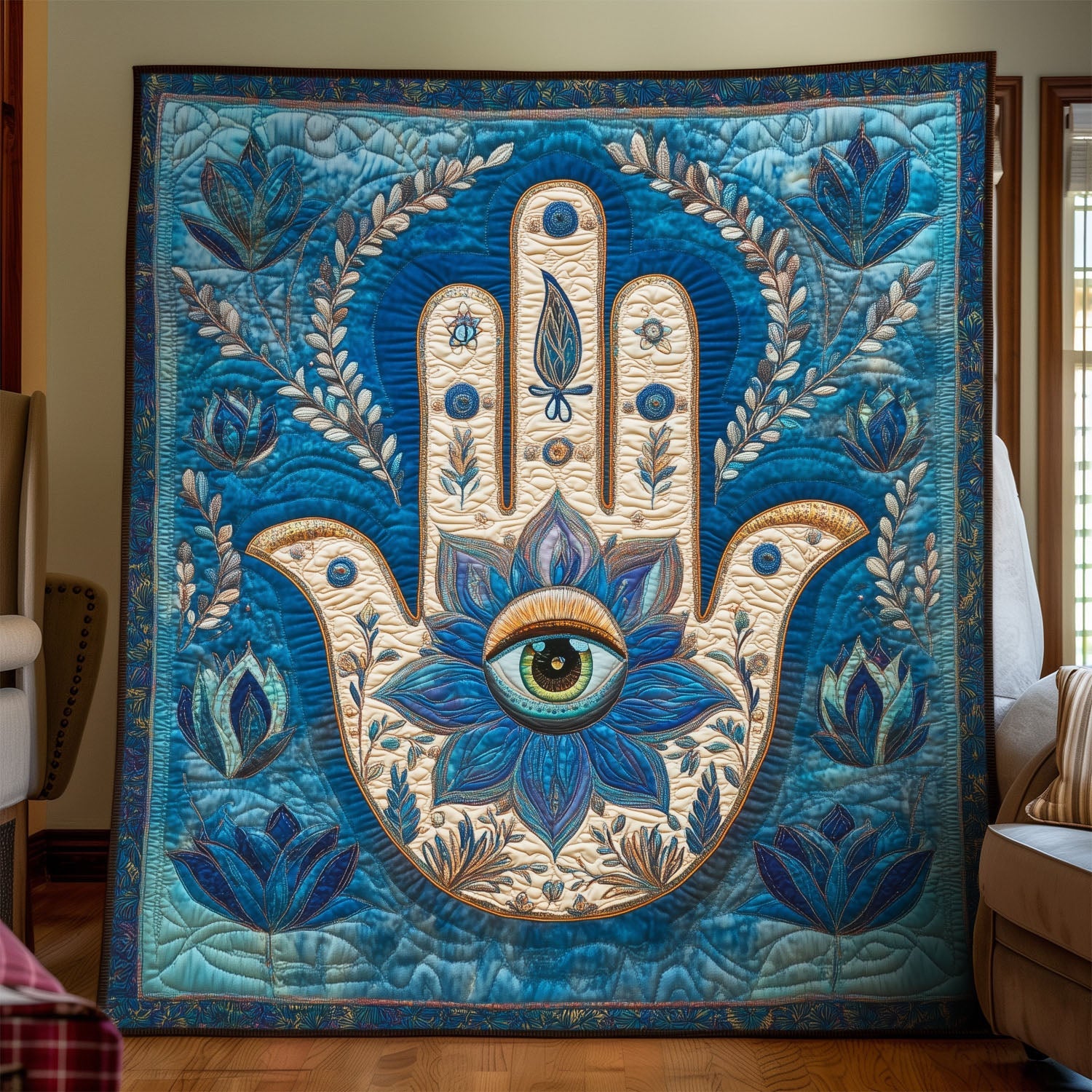 Lotus Enlightenment Quilted Blanket Home Bedding Decor Lotus Flower Gift Items