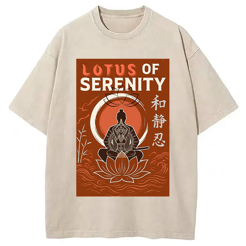 Lotus of Serenity Washed T-Shirt Funny Graphic Gift For Friends Gifts For Him