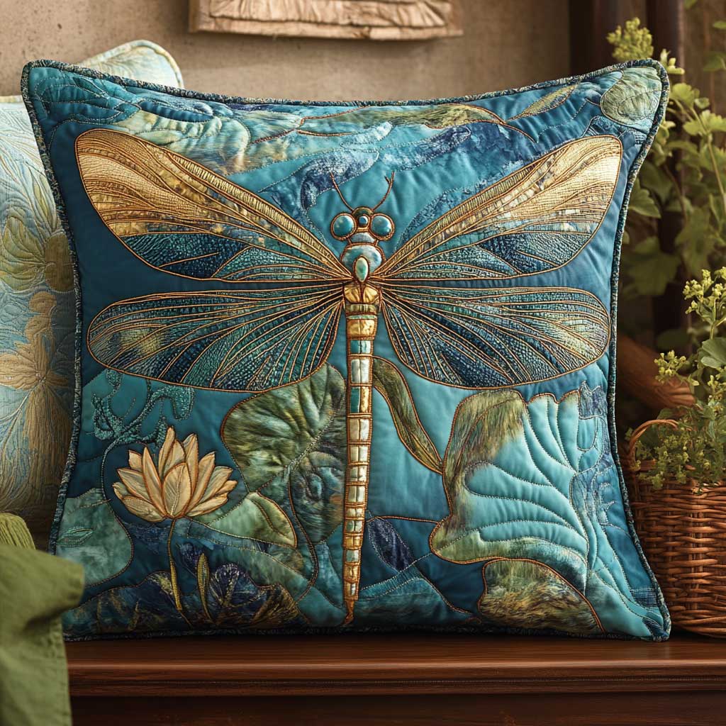 Lotus Pond Dragonfly Quilt Pillow Case Thoughtful Pillowcase Gift for Housewarming