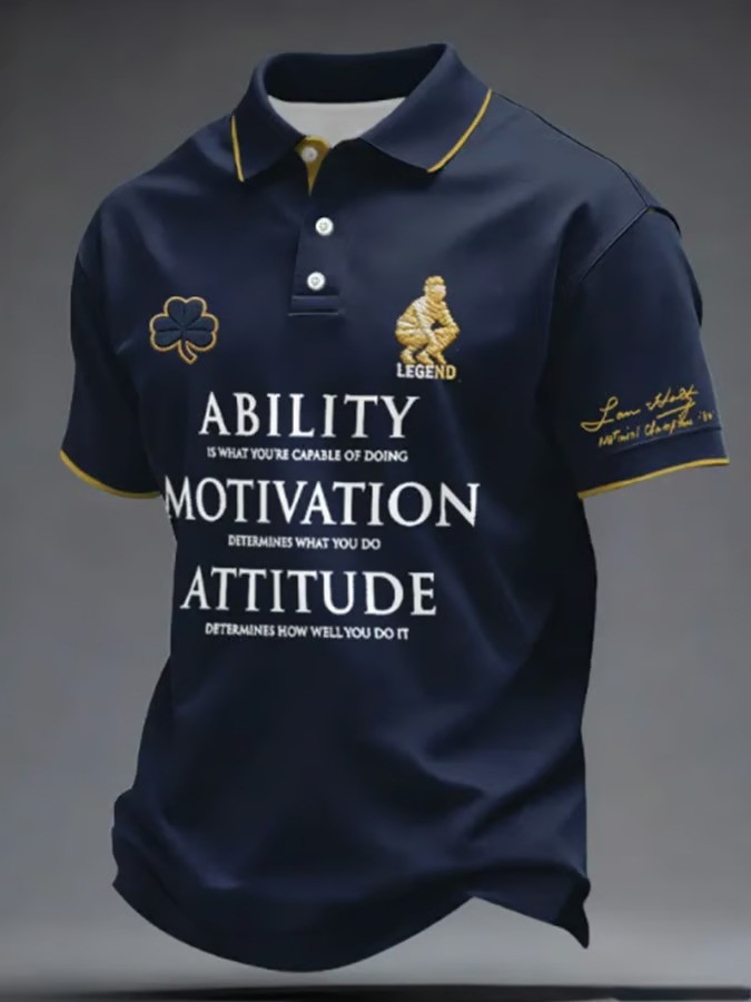 Lou Holtz Ability Motivation Attitude Polo Shirt Notre Dame Legend Fan Clothing Best Gift For Dad