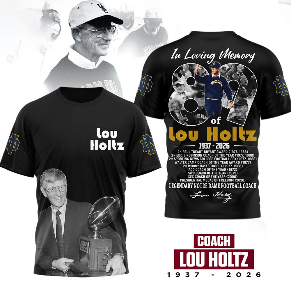 Lou Holtz Legendary Notre Dame Coach T-Shirt RIP 1937 2026 Shirt Best Gift For Fans