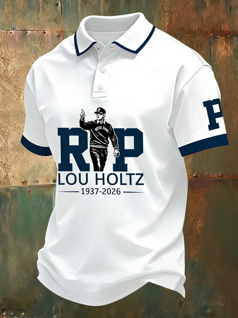 Lou Holtz RIP 1937 2026 Memorial Polo Shirt Notre Dame Football Tribute Clothing Best Gift For Fans
