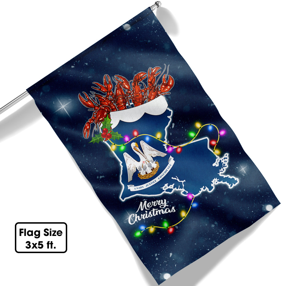 Louisiana Christmas Flag Crawfish