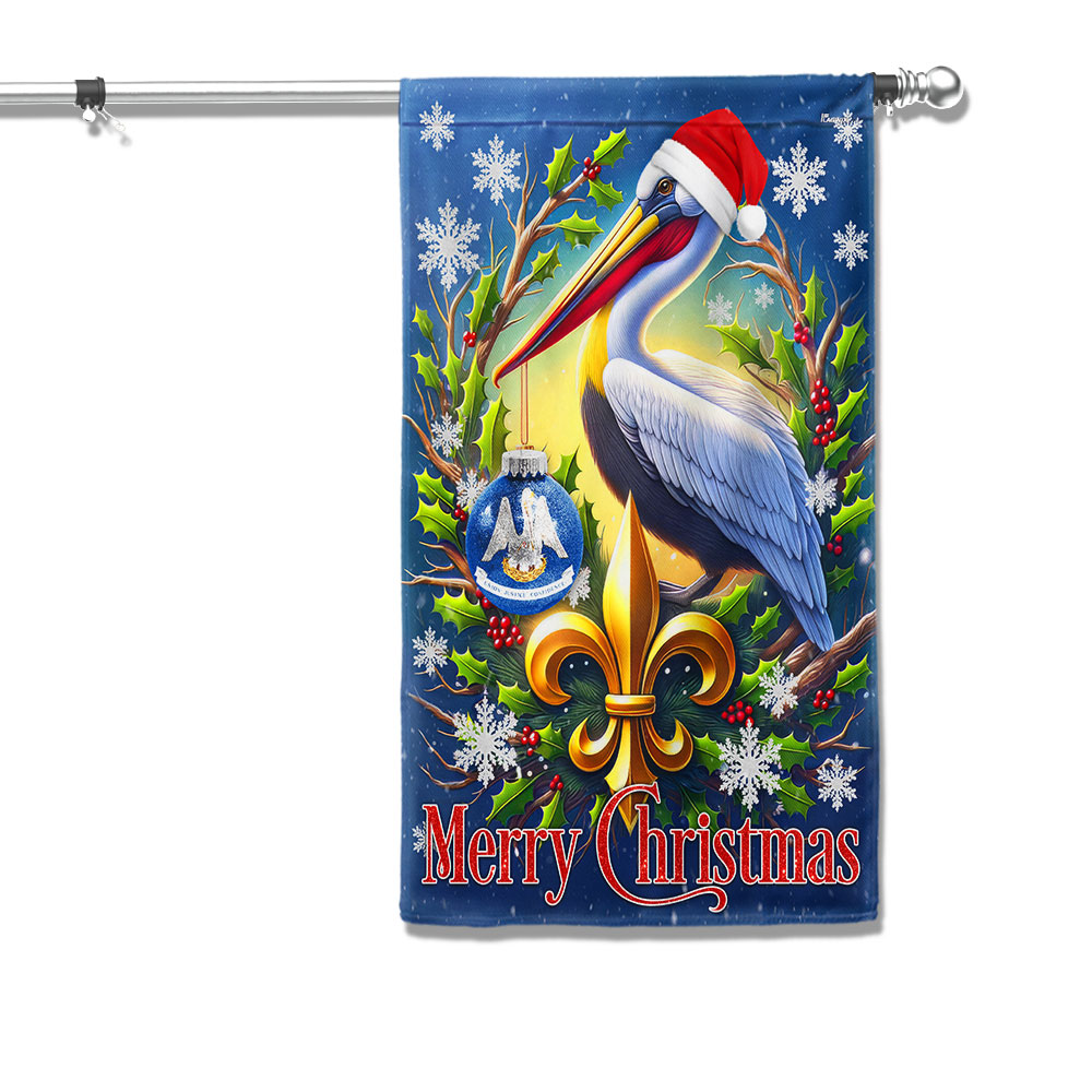 Louisiana Pelican Christmas Flag