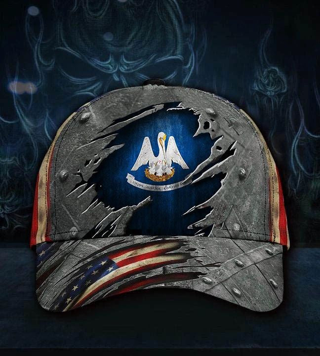 Louisiana State Flag Hat 3D Printed U.S Flag Men's Cap Louisiana Hat Pride Patriotic Louisiana State Flag Hat 3D Printed U.S Flag Men's Cap Louisiana Hat Pride Patriotic