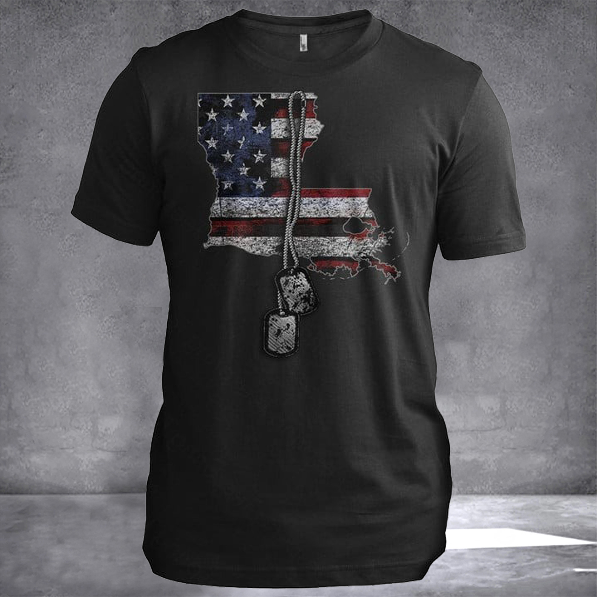 Louisiana Veteran Dog Tags Louisiana T-Shirt Proud Military Patriotic Clothing Veterans Gifts
