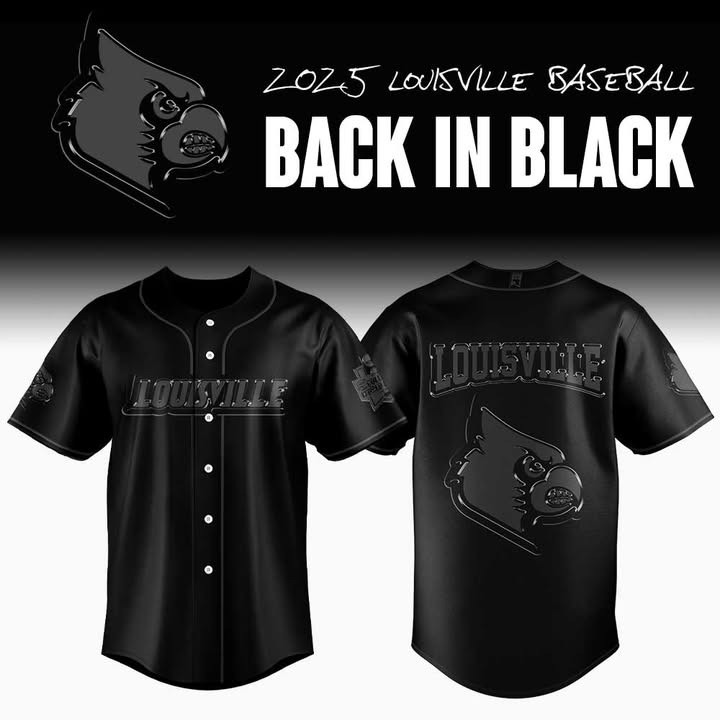 Louisville Cardinals Baseball Back In Black Jersey Men's College World Series 2025 Merch