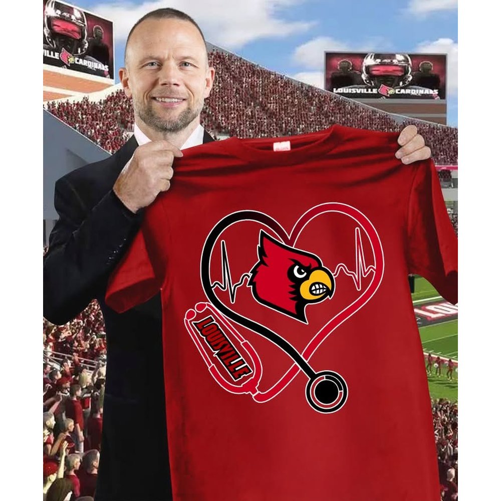 Louisville Cardinals Caring Hearts Nurse T-Shirt Louisville Cardinals Merch Gift Ideas For Football Players