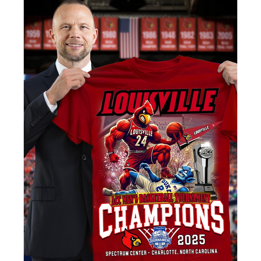 Louisville Cardinals Men's Basketball Tournament 2025 Champions T-Shirt Best Gifts For Basketball Fans