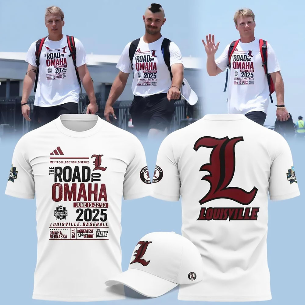 Louisville Cardinals Road To Omaha White Shirt Football Related Gifts