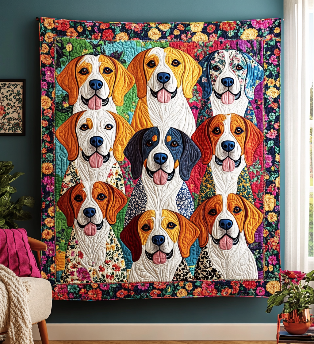 Lovable Beagles Quilted Blanket Cute Blankets For Bed