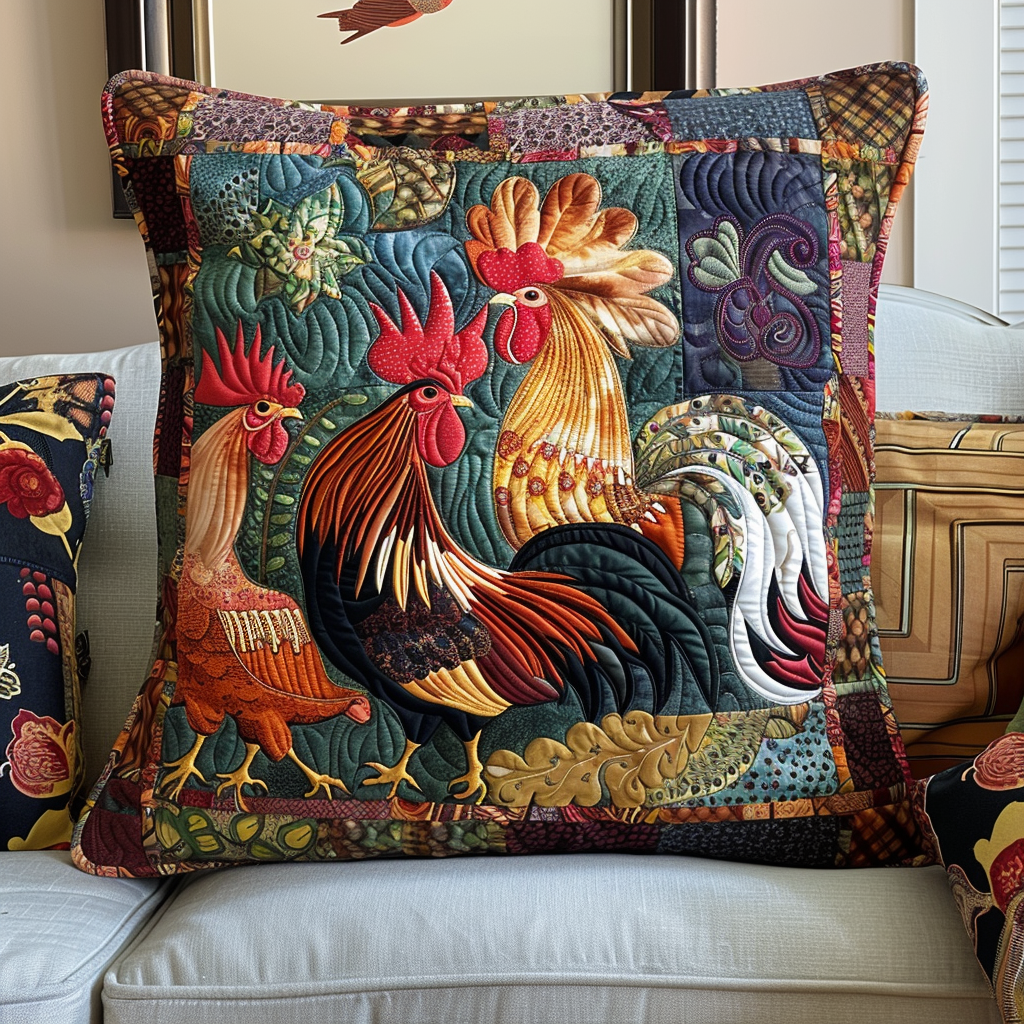Lovable Chickens Quilted Pillow Case Christmas Presents For Chicken Lovers