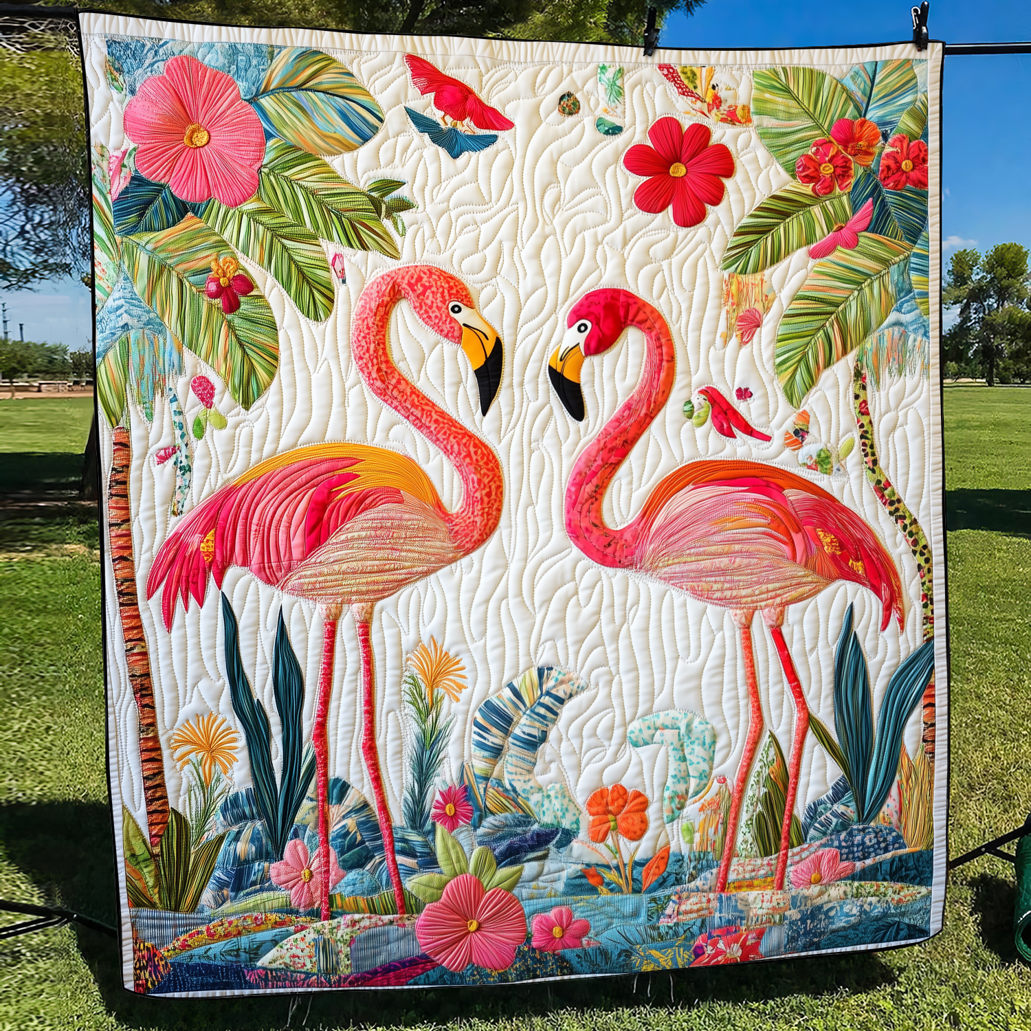 Lovable Flamingo Quilted Blanket Flamingo Gifts For Her