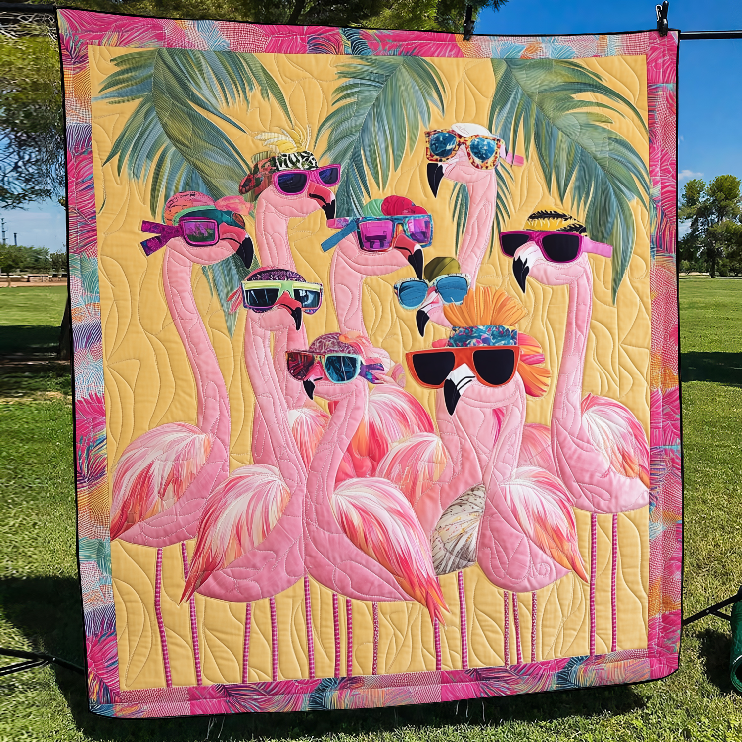 Lovable Flamingo Quilted Blanket Flamingo Gifts For Ladies