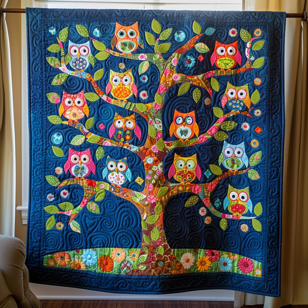 Lovable Owls Quilted Blanket Gift For Owl Lover