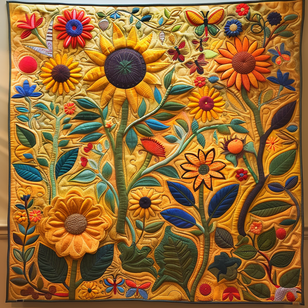 Lovable Sunflowers Quilted Blanket Sunflower Gifts For Her