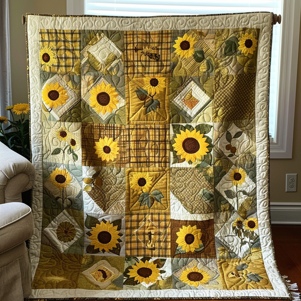 Lovable Sunflowers Quilted Blanket Sunflower Gifts For Women