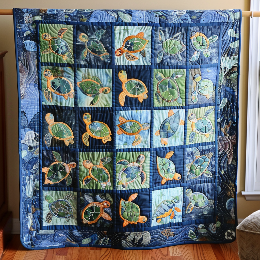 Lovable Turtles Quilted Blanket Turtle Gifts For Adults