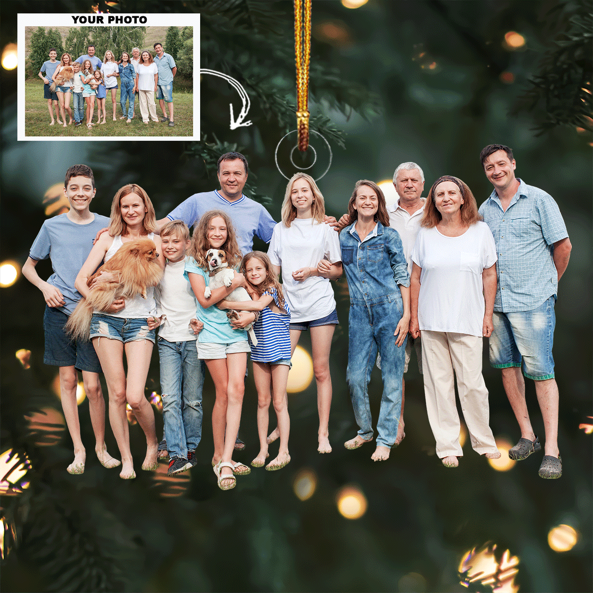 Love Across Generations Personalized Photo Mica Ornament Christmas Gift For Family Family