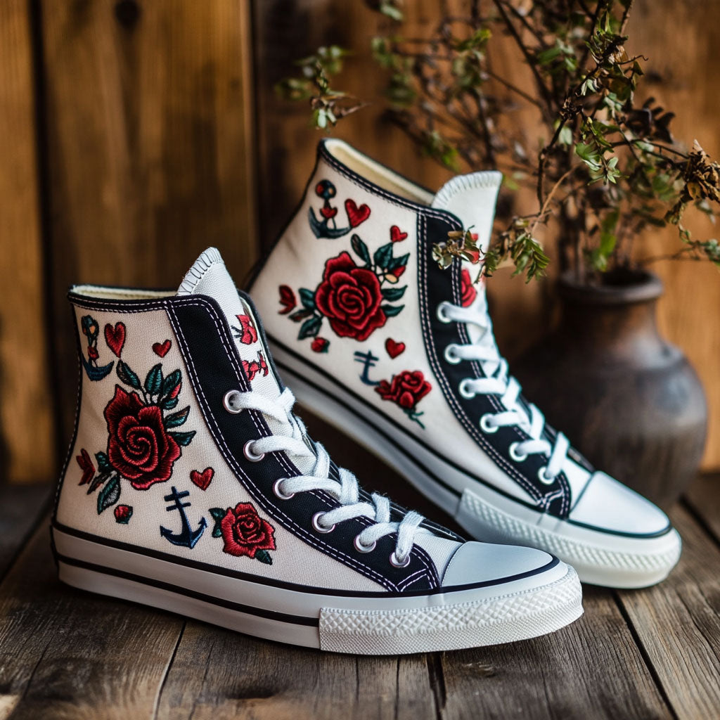 Love Afloat Canvas High Tops Easy To Clean Merch