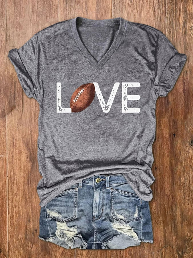Love American Football V-Neck Shirt Game Day Shirt Best Gifts For Footballers