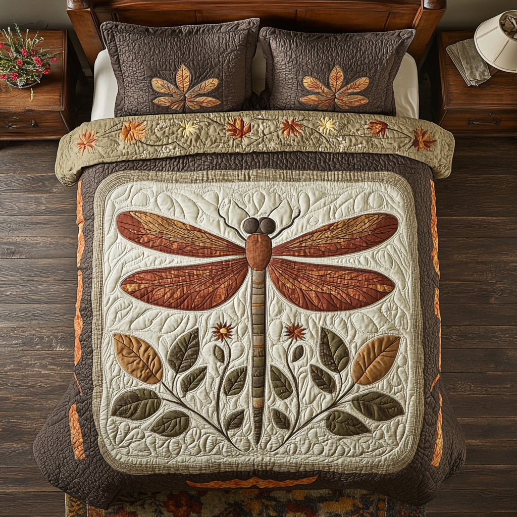 Love Dragonfly Quilted Bedding Set Duvet Cover Bedspread Present Ideas For Her